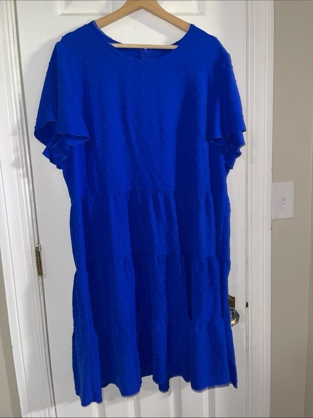 SHEIN Curve Bright Cobalt Blue Tiered Flutter Sleeve Dress 3X